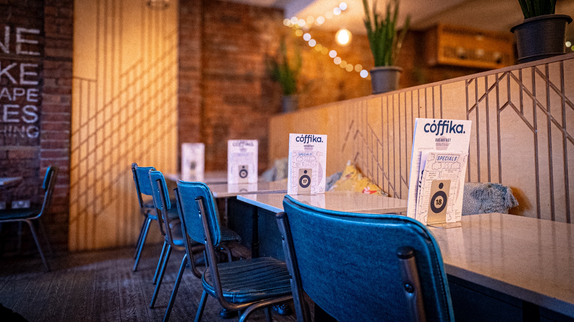 Coffika menus on table